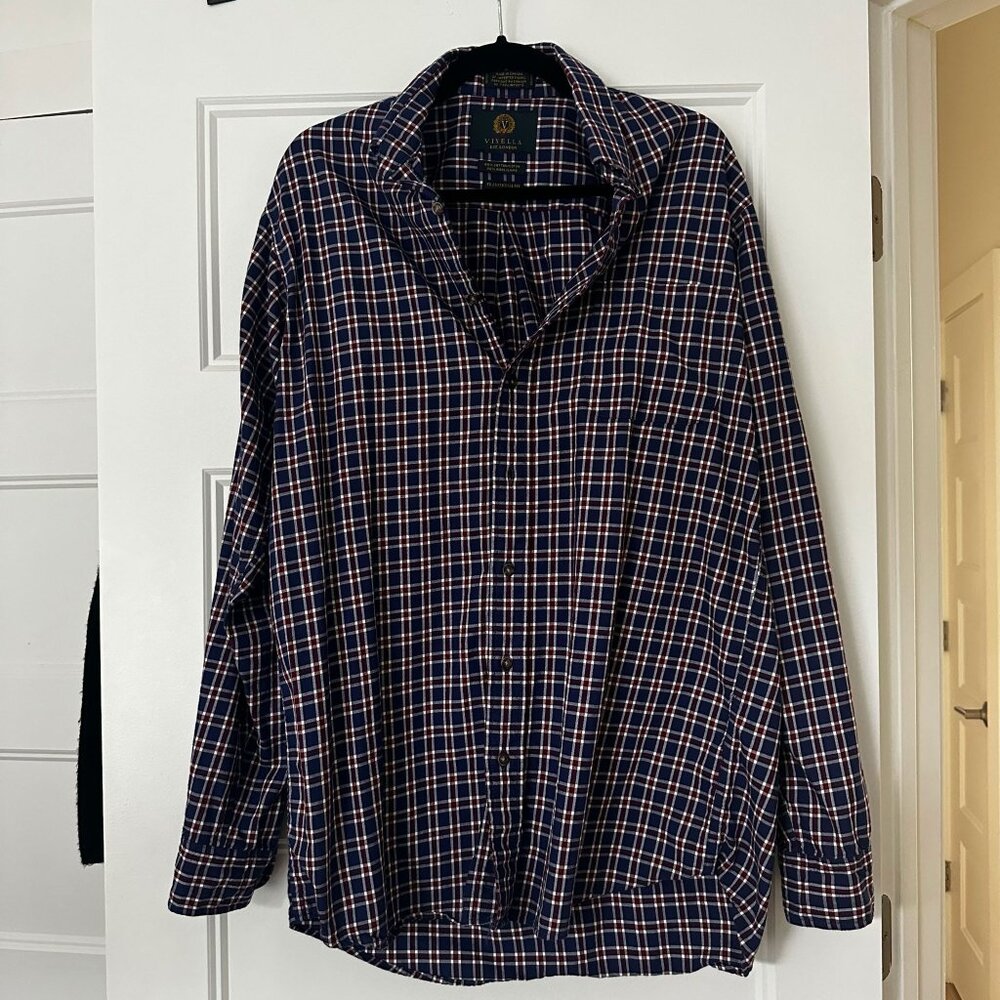 Viyella cotton wool tartan/plaid button-down shirt